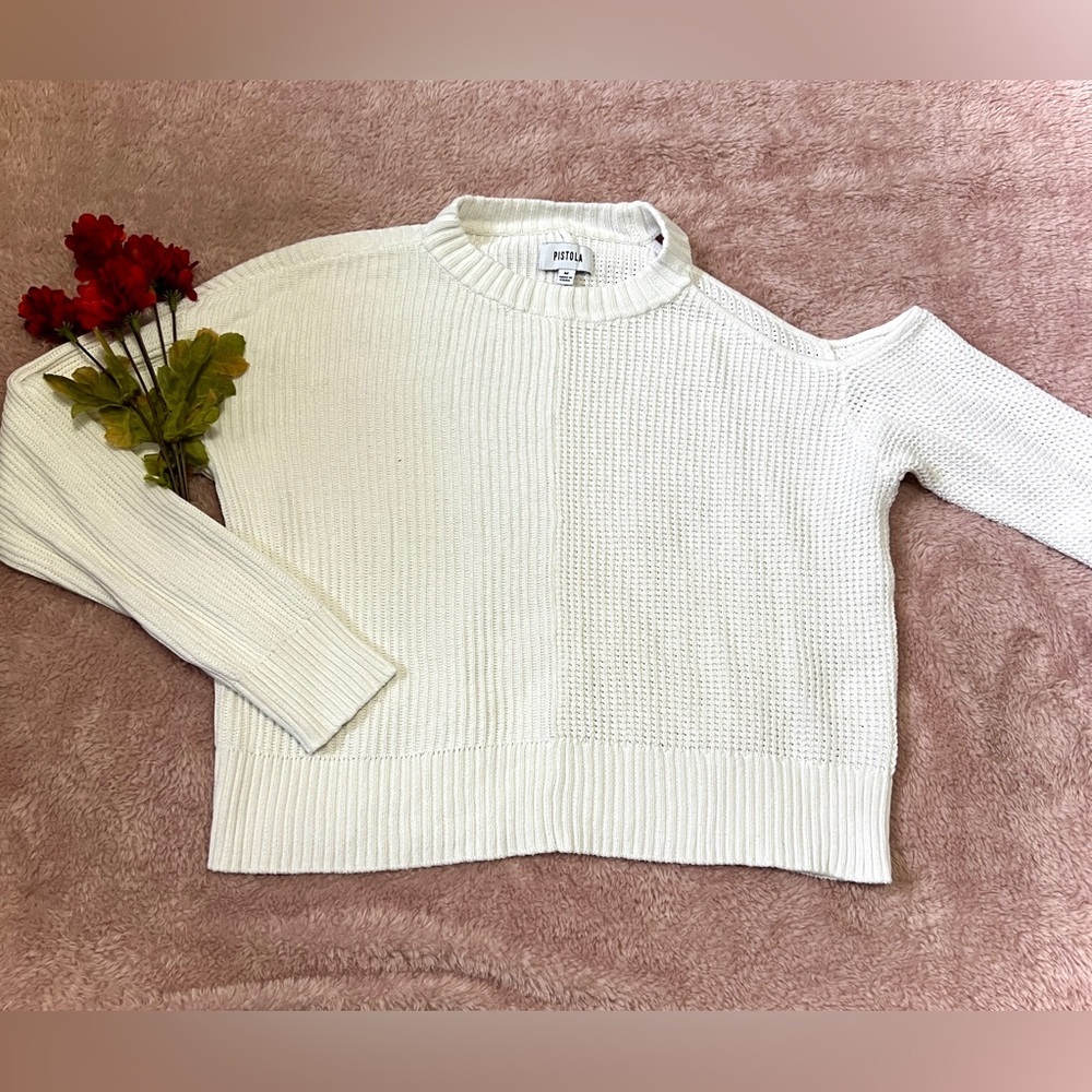 PISTOLA Eva Cold Shoulder Ivory Sweater - Medium